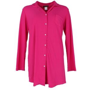 Not a Morning Person Women's Solid Button Down Long Sleeve Night Shirt